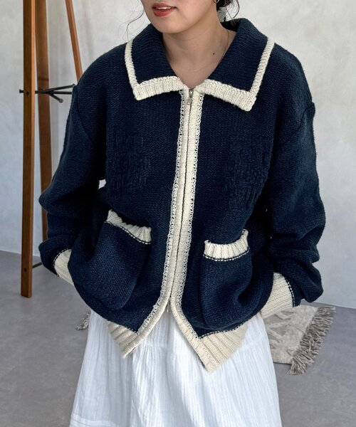 CPCM（シーピーシーエム）の「同色花柄ジャガードカーディガン（カーディガン/ボレロ・レディース・ブラウン/アイボリー/ネイビー・FREE）」の22枚目の写真