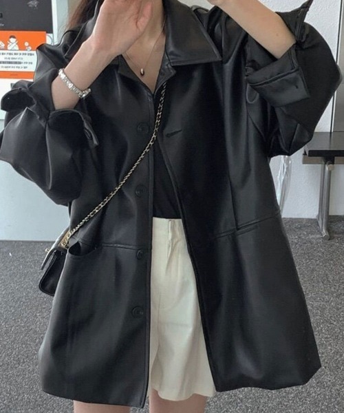 SallyLunn(サリーラン)の「レザータッチポケットジャケット(その他アウター・レディース・ブラック・MEDIUM/LARGE)」の5枚目の写真
