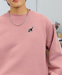 A18180 美品 ドゥロワー フロントロゴ 裏起毛スウェット ピンク 1 コットン裏毛 フロントジップ スウェット