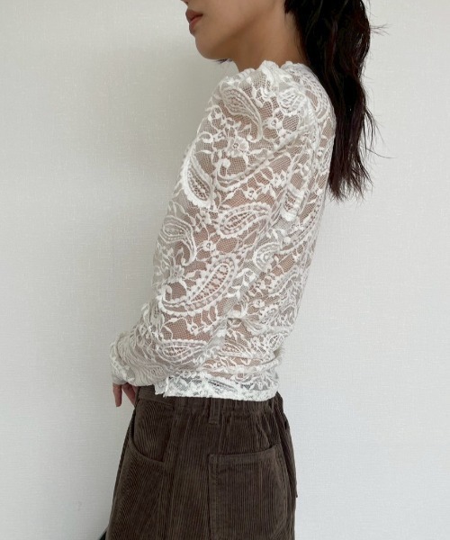 AMAIL(アマイル)の「Elegant Lace Top(シャツ/ブラウス・レディース・ブラック/ホワイト・FREE)」の6枚目の写真