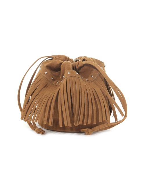 LAKOLE（ラコレ）の「フリンジ2WAY巾着ショルダーバッグ / 595404（ショルダーバッグ・レディース・キャメル/オフホワイト・FREE）」の3枚目の写真