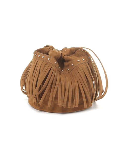 LAKOLE（ラコレ）の「フリンジ2WAY巾着ショルダーバッグ / 595404（ショルダーバッグ・レディース・キャメル/オフホワイト・FREE）」の5枚目の写真