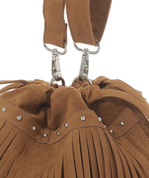 LAKOLE（ラコレ）の「フリンジ2WAY巾着ショルダーバッグ / 595404（ショルダーバッグ・レディース・キャメル/オフホワイト・FREE）」の8枚目の写真