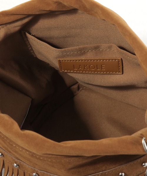 LAKOLE（ラコレ）の「フリンジ2WAY巾着ショルダーバッグ / 595404（ショルダーバッグ・レディース・キャメル/オフホワイト・FREE）」の10枚目の写真