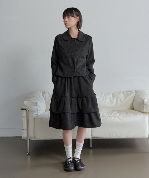 セットアップ着用おすすめ】ダブルポケットフラワーアプリケット