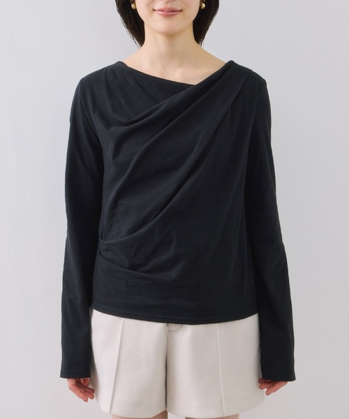 VIS(ビス)の「ドレープオフショルロンT/一部WEB限定カラー・イージーケア(Tシャツ/カットソー・レディース・オフホワイト/ブラック/ホワイト系その他5/ダークブラウン・FREE)」の18枚目の写真