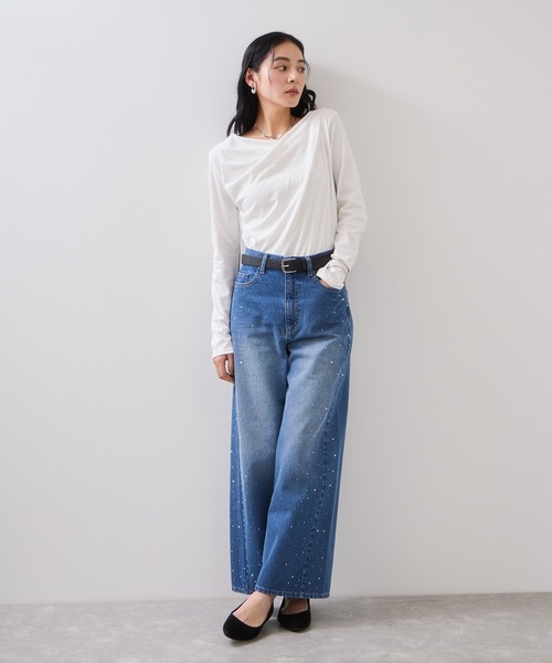 VIS(ビス)の「ドレープオフショルロンT/一部WEB限定カラー・イージーケア(Tシャツ/カットソー・レディース・オフホワイト/ブラック/ホワイト系その他5/ダークブラウン・FREE)」の7枚目の写真