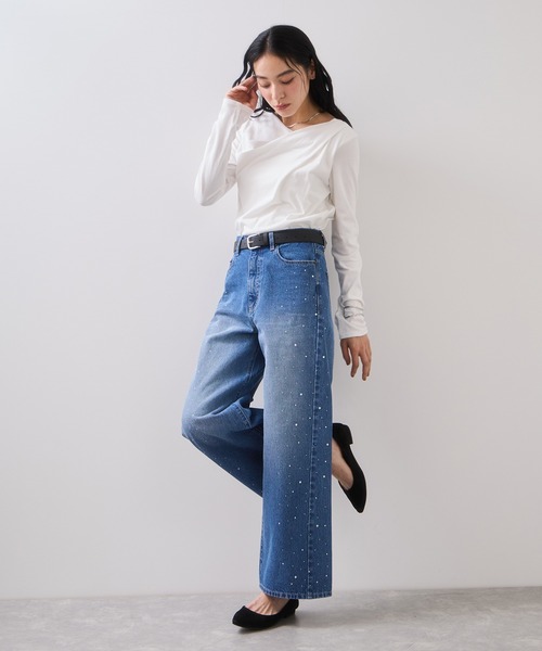 VIS(ビス)の「ドレープオフショルロンT/一部WEB限定カラー・イージーケア(Tシャツ/カットソー・レディース・オフホワイト/ブラック/ホワイト系その他5/ダークブラウン・FREE)」の8枚目の写真
