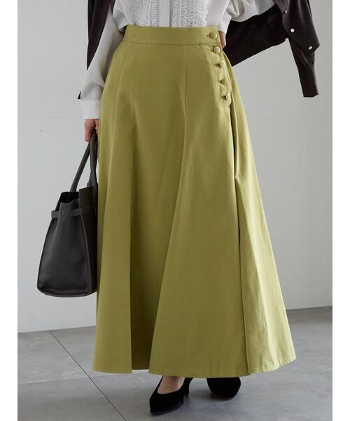 Te chichi（テチチ）の「サイドボタンピーチフレアスカート（スカート・レディース・グリーン/ネイビー/グレー・F）」の3枚目の写真