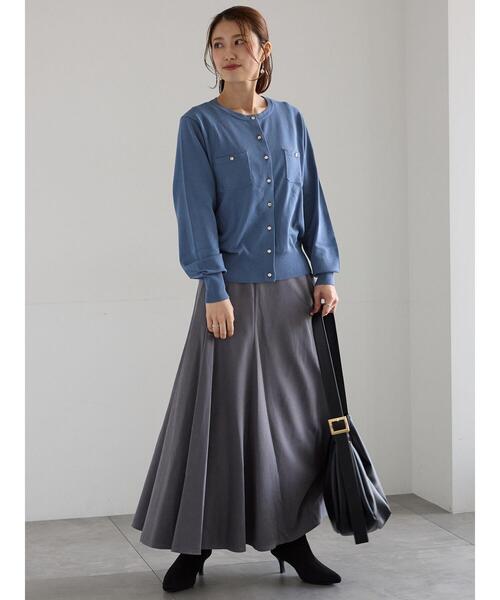 Te chichi（テチチ）の「サイドボタンピーチフレアスカート（スカート・レディース・グリーン/ネイビー/グレー・F）」の5枚目の写真