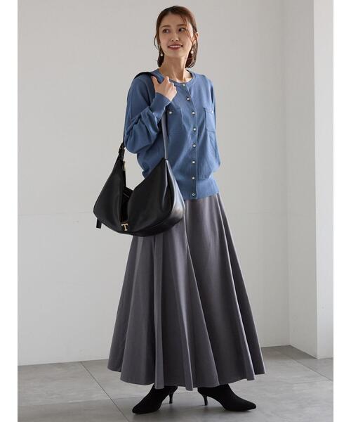 Te chichi（テチチ）の「サイドボタンピーチフレアスカート（スカート・レディース・グリーン/ネイビー/グレー・F）」の6枚目の写真