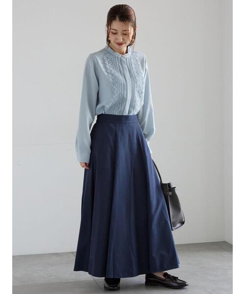 Te chichi（テチチ）の「サイドボタンピーチフレアスカート（スカート・レディース・グリーン/ネイビー/グレー・F）」の9枚目の写真