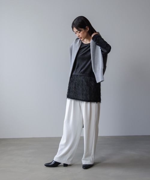 Bou Jeloud（ブージュルード）の「ジャージーベロアレイヤープルオーバー（Tシャツ/カットソー・レディース・モカ/アイボリー/ブラック・FREE）」の22枚目の写真