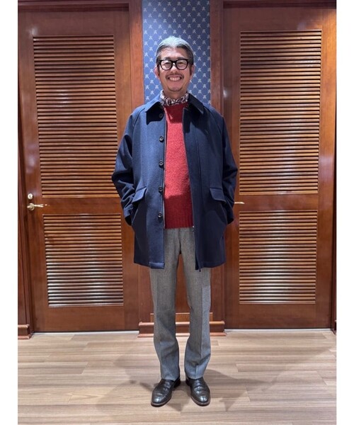 BROOKS BROTHERS(ブルックスブラザーズ)の「ウール/カシミヤ ラグランスリーブ ウォーキングコート(ステンカラーコート・メンズ・ネイビー/グレー・SMALL/LARGE/MEDIUM)」の6枚目の写真