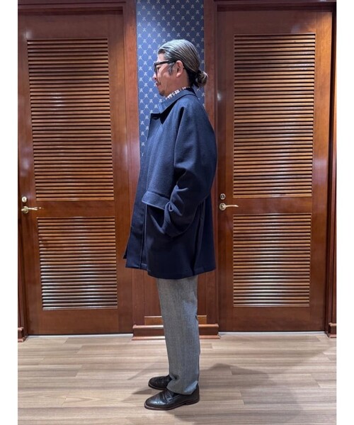 BROOKS BROTHERS(ブルックスブラザーズ)の「ウール/カシミヤ ラグランスリーブ ウォーキングコート(ステンカラーコート・メンズ・ネイビー/グレー・SMALL/LARGE/MEDIUM)」の4枚目の写真