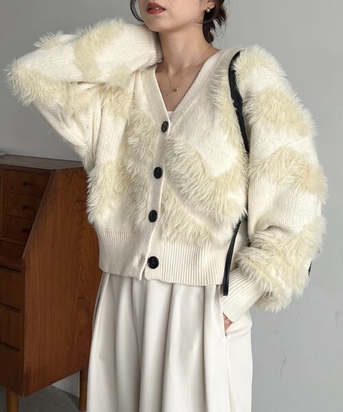 CAPRICIEUX LE'MAGE WAVEフェザー カーディガン WAVEフェザーカーディガン（カーディガン/ボレロ）｜CAPRICIEUX LE