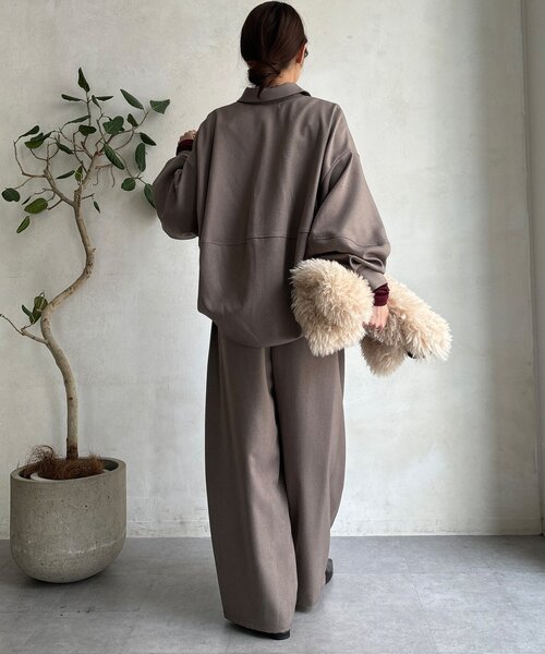 DouDou(ドゥドゥ)の「【WEB限定】ウール調フロントタックイージーパンツ(その他パンツ・レディース・ブラック/グレイッシュベージュ/ブラウン・FREE)」の8枚目の写真