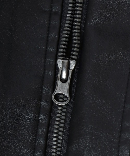 Salong hameu（サロン ハミュー）の「秋冬ムード高まる 襟ボア フェイクレザーブルゾンジャケット メンズ レディース ユニセックス（ブルゾン・メンズ・ブラック/ブラウン・L/XL/M）」の13枚目の写真