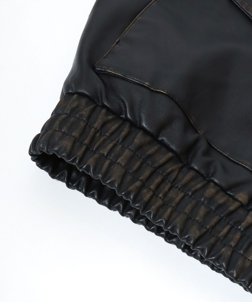 Salong hameu（サロン ハミュー）の「秋冬ムード高まる 襟ボア フェイクレザーブルゾンジャケット メンズ レディース ユニセックス（ブルゾン・メンズ・ブラック/ブラウン・L/XL/M）」の19枚目の写真