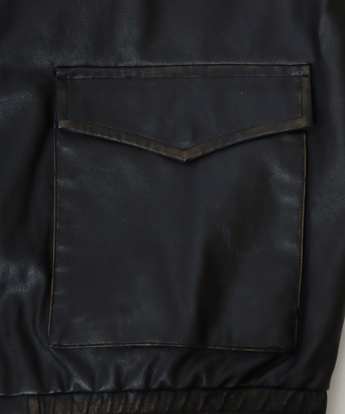 Salong hameu（サロン ハミュー）の「秋冬ムード高まる 襟ボア フェイクレザーブルゾンジャケット メンズ レディース ユニセックス（ブルゾン・メンズ・ブラック/ブラウン・L/XL/M）」の16枚目の写真