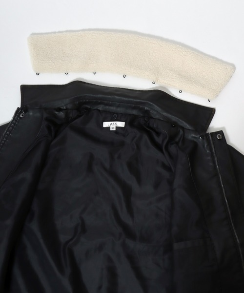 Salong hameu（サロン ハミュー）の「秋冬ムード高まる 襟ボア フェイクレザーブルゾンジャケット メンズ レディース ユニセックス（ブルゾン・メンズ・ブラック/ブラウン・L/XL/M）」の11枚目の写真