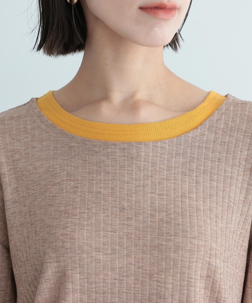 n'OrLABEL（ノアールレーベル）の「袖シャーリングレイヤード風トップス（Tシャツ/カットソー・レディース・ベージュ/ネイビー/ブラック・2/1）」の9枚目の写真