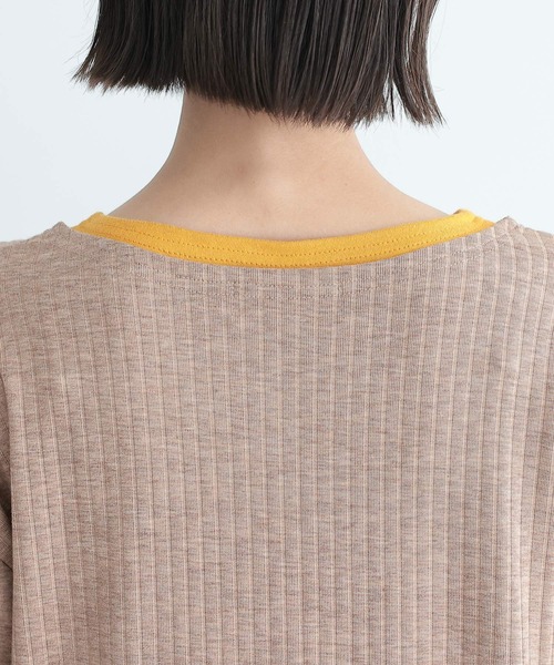 n'OrLABEL（ノアールレーベル）の「袖シャーリングレイヤード風トップス（Tシャツ/カットソー・レディース・ベージュ/ネイビー/ブラック・2/1）」の10枚目の写真