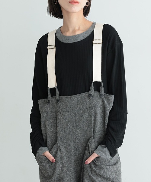 n'OrLABEL（ノアールレーベル）の「袖シャーリングレイヤード風トップス（Tシャツ/カットソー・レディース・ベージュ/ネイビー/ブラック・2/1）」の18枚目の写真