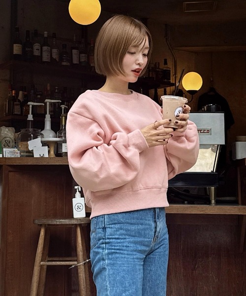 KOBE LETTUCE（コウベレタス）の「[ yuri.さんコラボ ] 選べる2丈裏起毛刺繍入りスウェットトップス（スウェット・レディース・ピンク系/ネイビー/ブラウン系/グレー/ネイビー系/グレー系/ピンク/ブラウン・M1/M）」の16枚目の写真