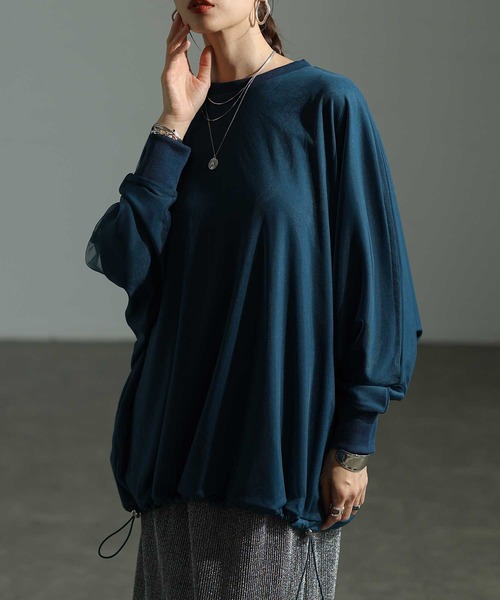 Sawa a la mode（サワアラモード）の「オーガンジードッキングプルオーバー（Tシャツ/カットソー・レディース・ダークブルー/グレー/ブラック・FREE）」の3枚目の写真