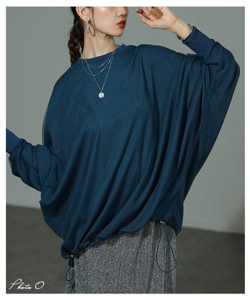 Sawa a la mode（サワアラモード）の「オーガンジードッキングプルオーバー（Tシャツ/カットソー・レディース・ダークブルー/グレー/ブラック・FREE）」の4枚目の写真