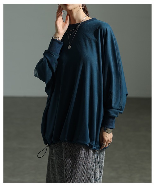 Sawa a la mode（サワアラモード）の「オーガンジードッキングプルオーバー（Tシャツ/カットソー・レディース・ダークブルー/グレー/ブラック・FREE）」の6枚目の写真
