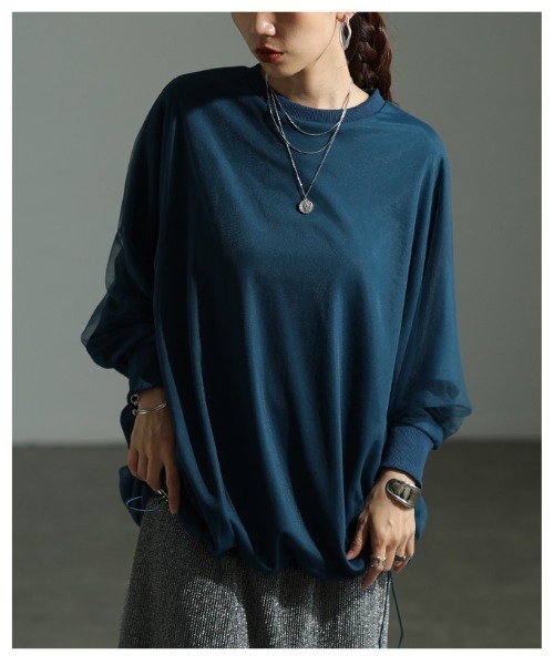 Sawa a la mode（サワアラモード）の「オーガンジードッキングプルオーバー（Tシャツ/カットソー・レディース・ダークブルー/グレー/ブラック・FREE）」の10枚目の写真