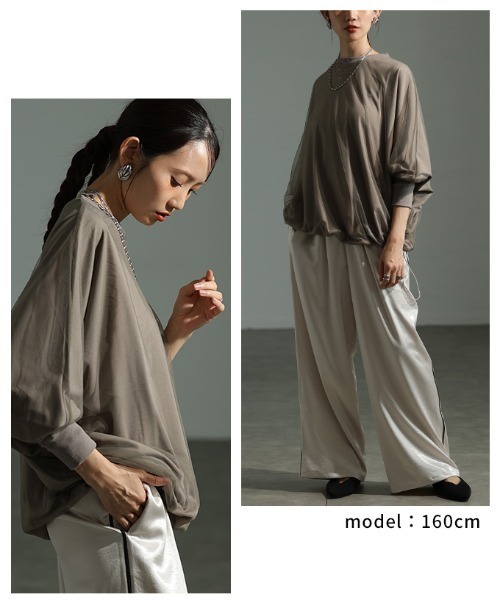 Sawa a la mode（サワアラモード）の「オーガンジードッキングプルオーバー（Tシャツ/カットソー・レディース・ダークブルー/グレー/ブラック・FREE）」の12枚目の写真