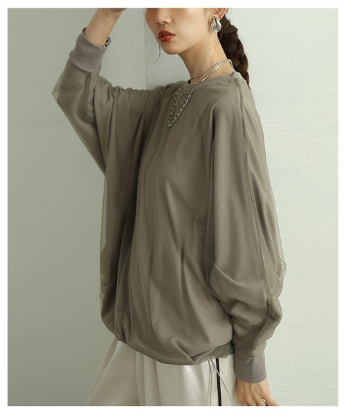 Sawa a la mode（サワアラモード）の「オーガンジードッキングプルオーバー（Tシャツ/カットソー・レディース・ダークブルー/グレー/ブラック・FREE）」の14枚目の写真