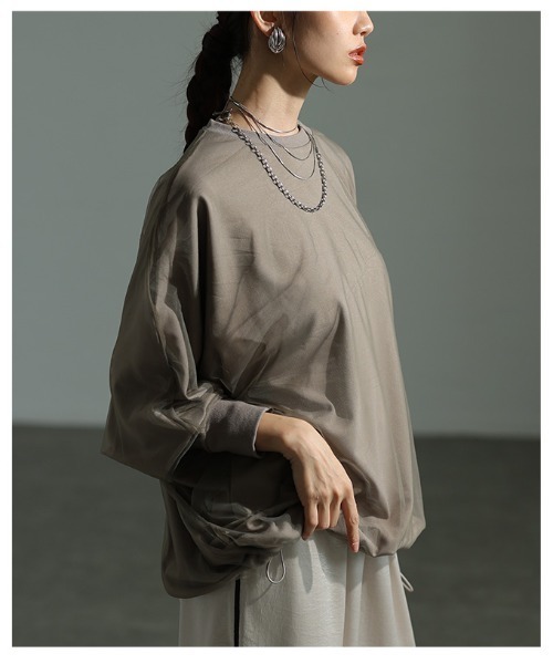 Sawa a la mode（サワアラモード）の「オーガンジードッキングプルオーバー（Tシャツ/カットソー・レディース・ダークブルー/グレー/ブラック・FREE）」の18枚目の写真