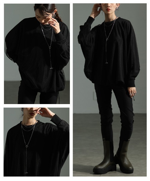 Sawa a la mode（サワアラモード）の「オーガンジードッキングプルオーバー（Tシャツ/カットソー・レディース・ダークブルー/グレー/ブラック・FREE）」の19枚目の写真