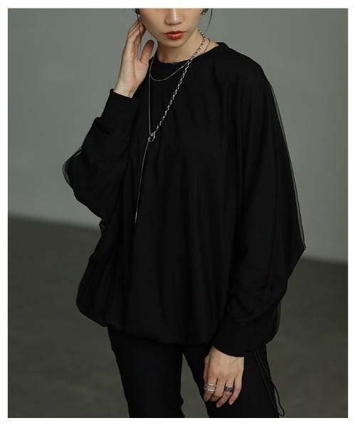 Sawa a la mode（サワアラモード）の「オーガンジードッキングプルオーバー（Tシャツ/カットソー・レディース・ダークブルー/グレー/ブラック・FREE）」の20枚目の写真