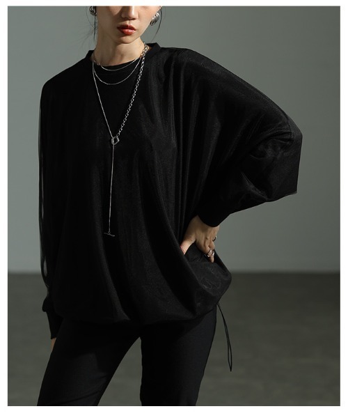 Sawa a la mode（サワアラモード）の「オーガンジードッキングプルオーバー（Tシャツ/カットソー・レディース・ダークブルー/グレー/ブラック・FREE）」の22枚目の写真