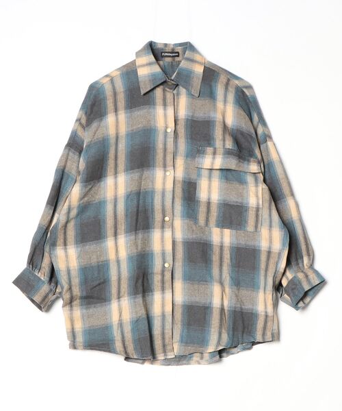 FUNdaysion(ファンデイション)の「ユニセックスチェック柄シャツ(シャツ/ブラウス・レディース・オレンジ/グリーン/ブルー・M)」の5枚目の写真
