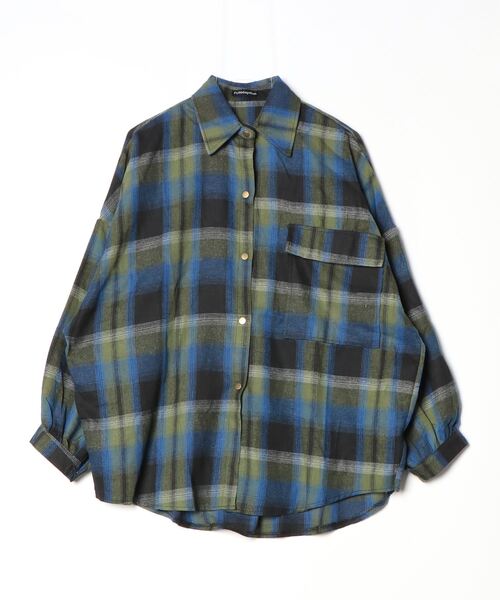FUNdaysion(ファンデイション)の「ユニセックスチェック柄シャツ(シャツ/ブラウス・レディース・オレンジ/グリーン/ブルー・M)」の7枚目の写真