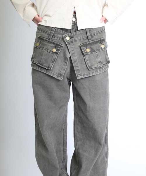 Max J(マックスジェイ)の「【Max J】ポケットバギーレイヤードデニムパンツ(デニムパンツ・レディース・グレー・SMALL/LARGE/MEDIUM)」の8枚目の写真