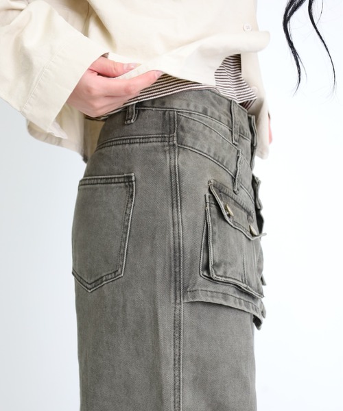 Max J(マックスジェイ)の「【Max J】ポケットバギーレイヤードデニムパンツ(デニムパンツ・レディース・グレー・SMALL/LARGE/MEDIUM)」の6枚目の写真