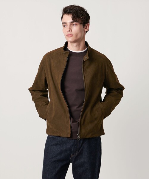 スエードライク シングル ライダースジャケット（ライダースジャケット