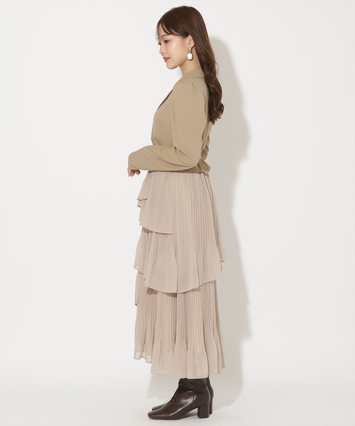 ジャケットレイヤードプリーツワンピース（ワンピース）｜AND COUTURE