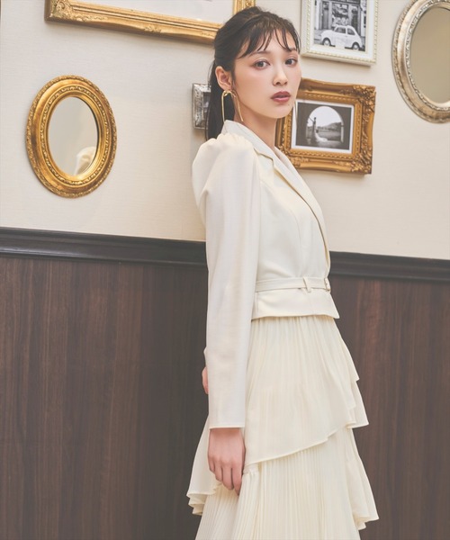 ジャケットレイヤードプリーツワンピース（ワンピース）｜AND COUTURE