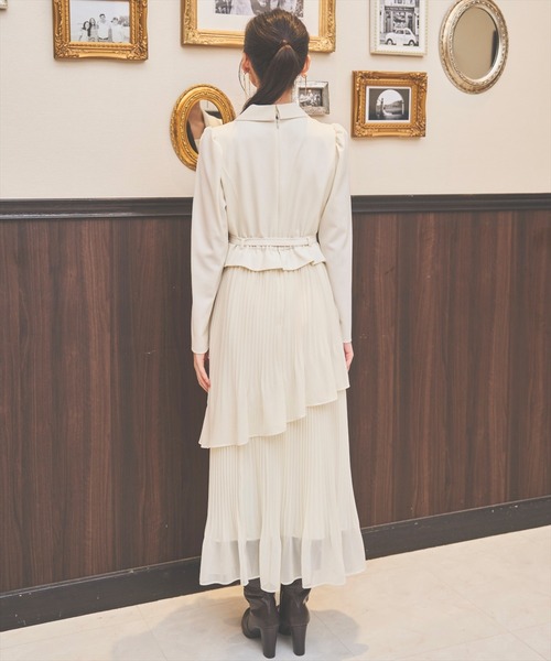 AND COUTURE ジャケットレイヤードプリーツワンピース アンドクチュール AND COUTURE ジャケットレイヤードプリーツ