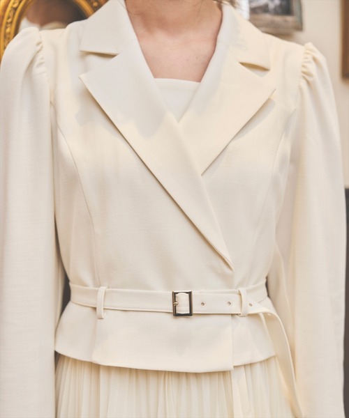 ジャケットレイヤードプリーツワンピース（ワンピース）｜AND COUTURE