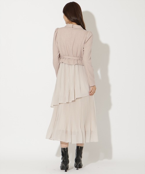 ジャケットレイヤードプリーツワンピース（ワンピース）｜AND COUTURE