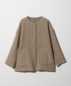 セール】エコファーコンビ ショート コート HUIT（ノーカラーコート